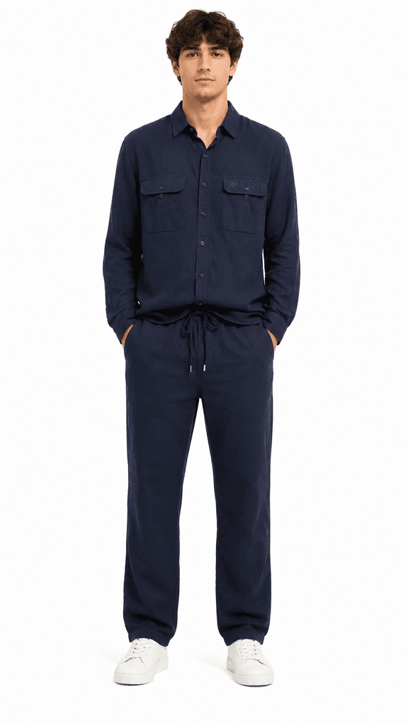 Loro Piana Men's Premium Crinkle Travel Set - Navy Blue (XL) 1