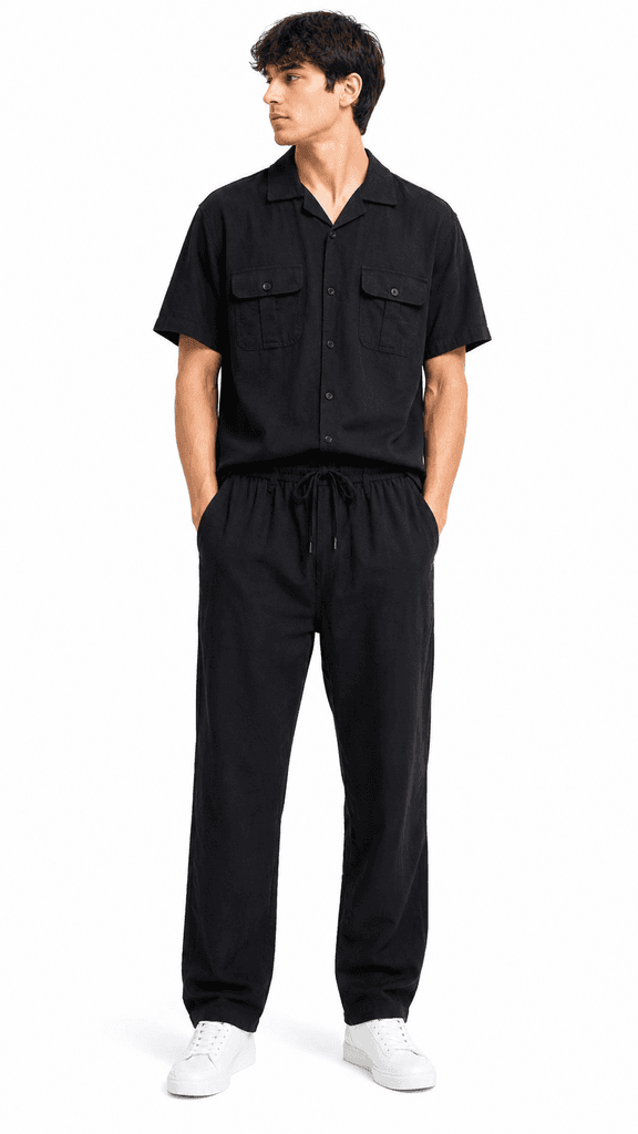Loro Piana Master Quality Men's Travel Set in Crinkle Fabric - Black / XL 1