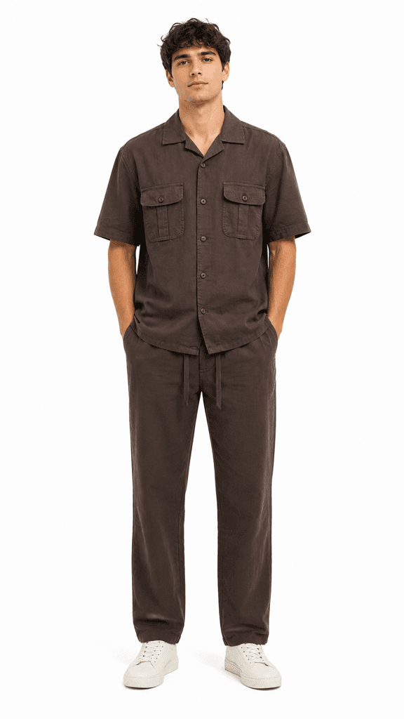 Loro Piana Master Quality Men's Travel Set in Crinkle Fabric - Dark Brown / XL 1