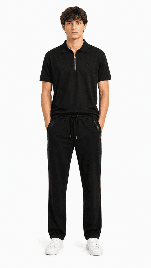 STEFANO RICCI Luxury Cotton Men's Travel Set - Black (XL) 1