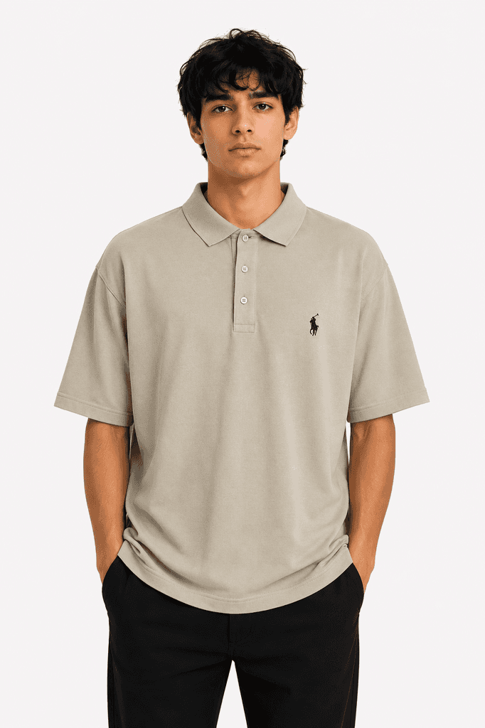 FASHION Men's Premium 100% Cotton Classic Crewneck T-Shirt - Beige (5XL) 1