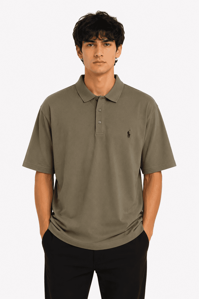 FASHION Men's Premium 100% Cotton Classic Crewneck T-Shirt - Brown (5XL) 1
