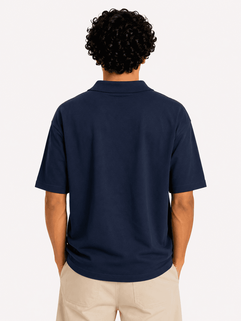 FASHION Men's Classic Cotton T-Shirt - Navy Blue (5XL) 2