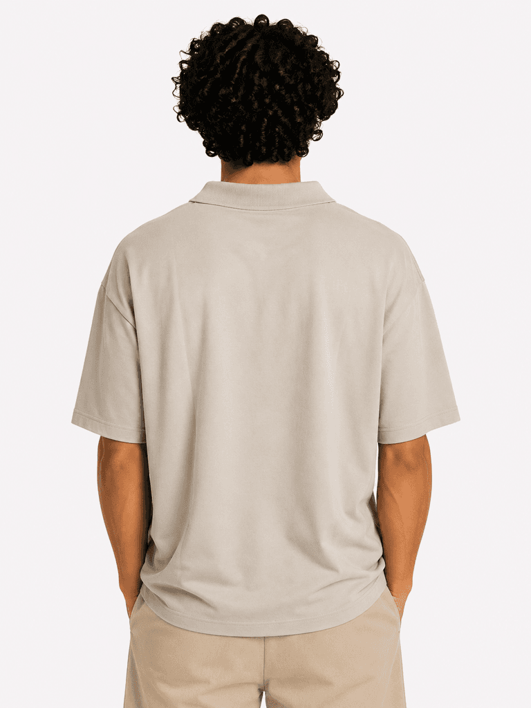 FASHION Men's Classic Cotton T-Shirt - Beige (5XL) 2