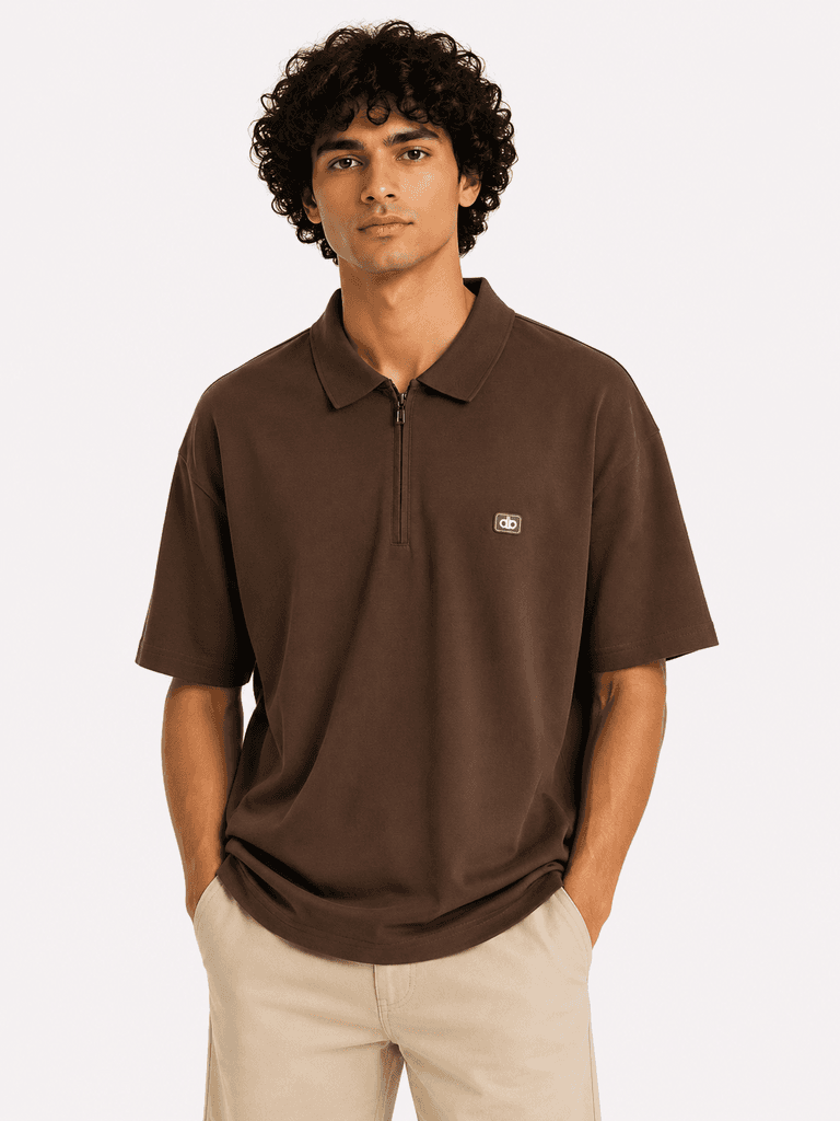 FASHION Men's Classic Cotton T-Shirt - Dark Brown (5XL) 1