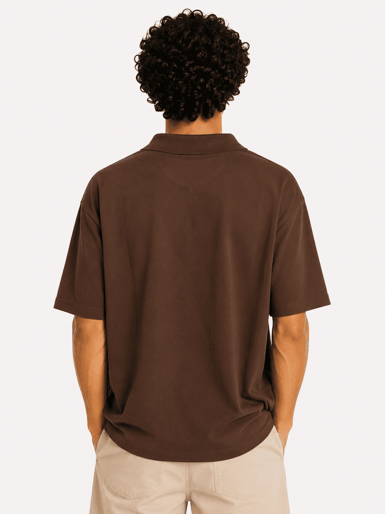 FASHION Men's Classic Cotton T-Shirt - Dark Brown (5XL) 2