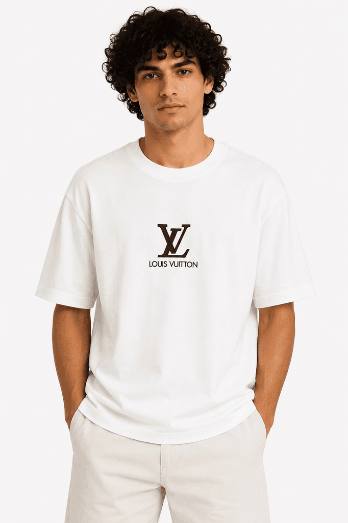 LV Men's Premium Cotton T-Shirt - White (L) 1