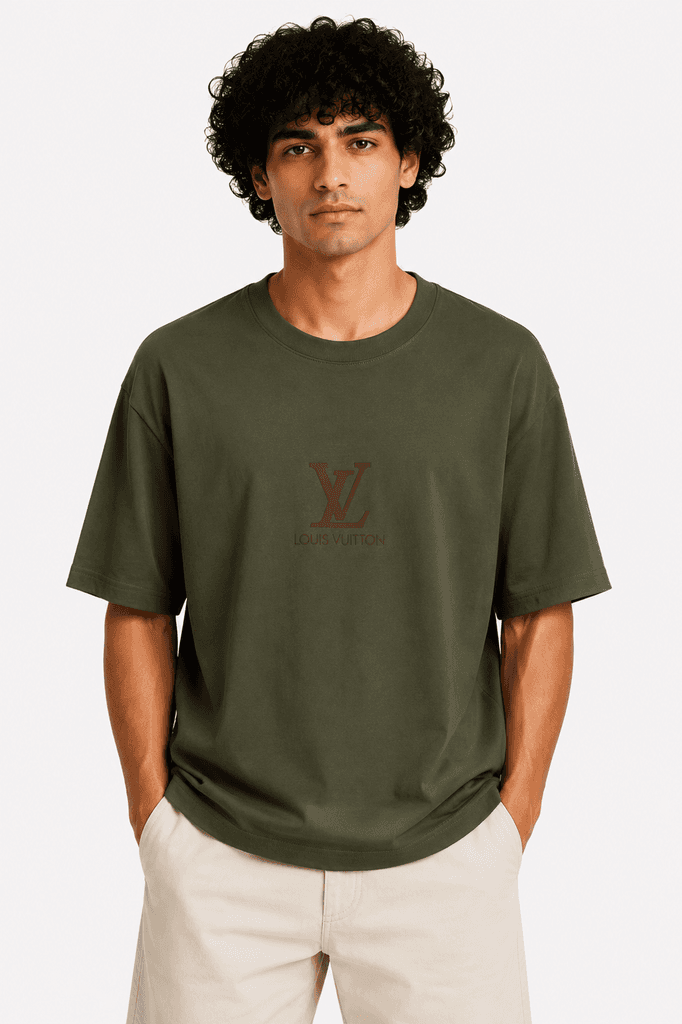 LV Men's Premium Cotton T-Shirt - Dark Green (L) 1