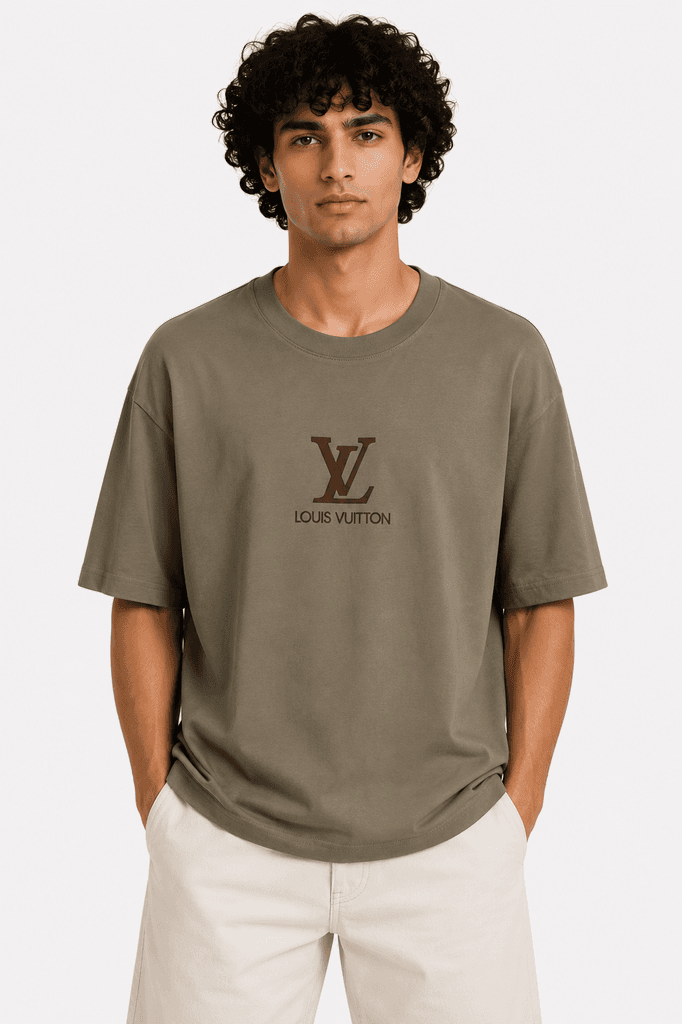 LV Men's Premium Cotton T-Shirt - Khaki (L) 1