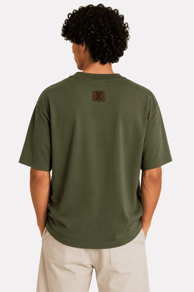 LV Men's Premium Cotton T-Shirt - Dark Green (L) 2