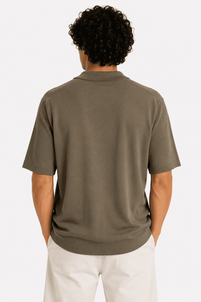 Zara Men's Premium 100% Cotton Classic Crewneck Casual T-Shirt - Khaki (XL) 2