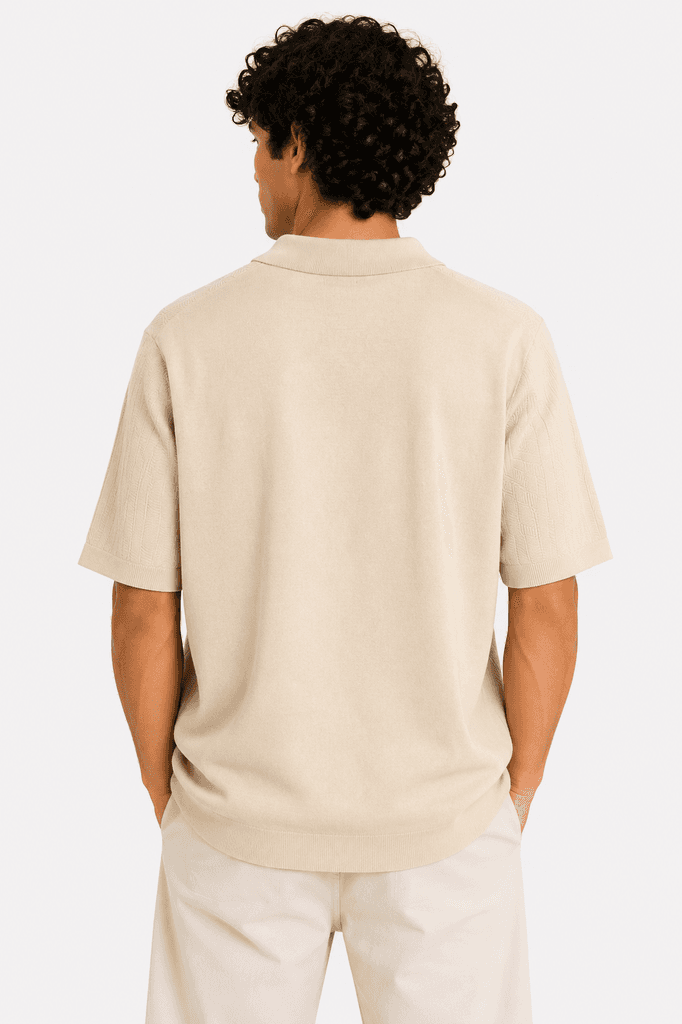 Zara Men's Premium 100% Cotton Classic Crewneck Casual T-Shirt - Cream (XL) 2
