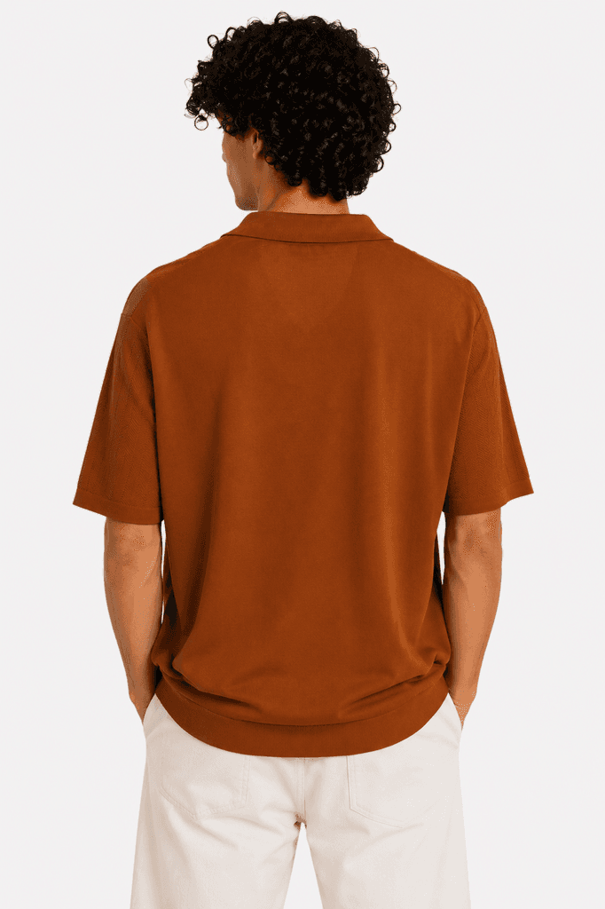 Zara Men's Premium 100% Cotton Classic Crewneck Casual T-Shirt - Rust Orange (XL) 2