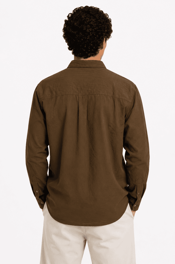Polo Men's Premium Cotton Shirt - Dark Brown (S) 2