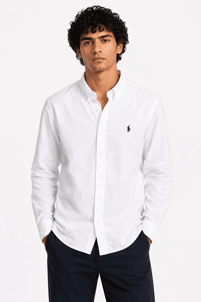 Polo Men's Premium Cotton Shirt - White (S) 1