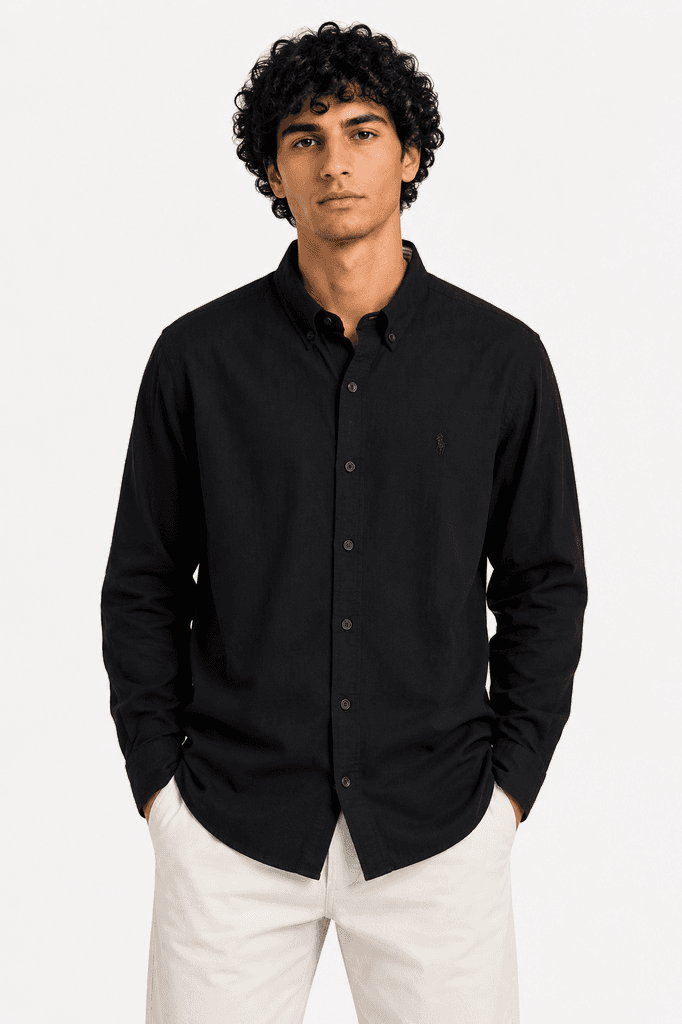 Polo Men's Premium Cotton Shirt - Black (S) 1