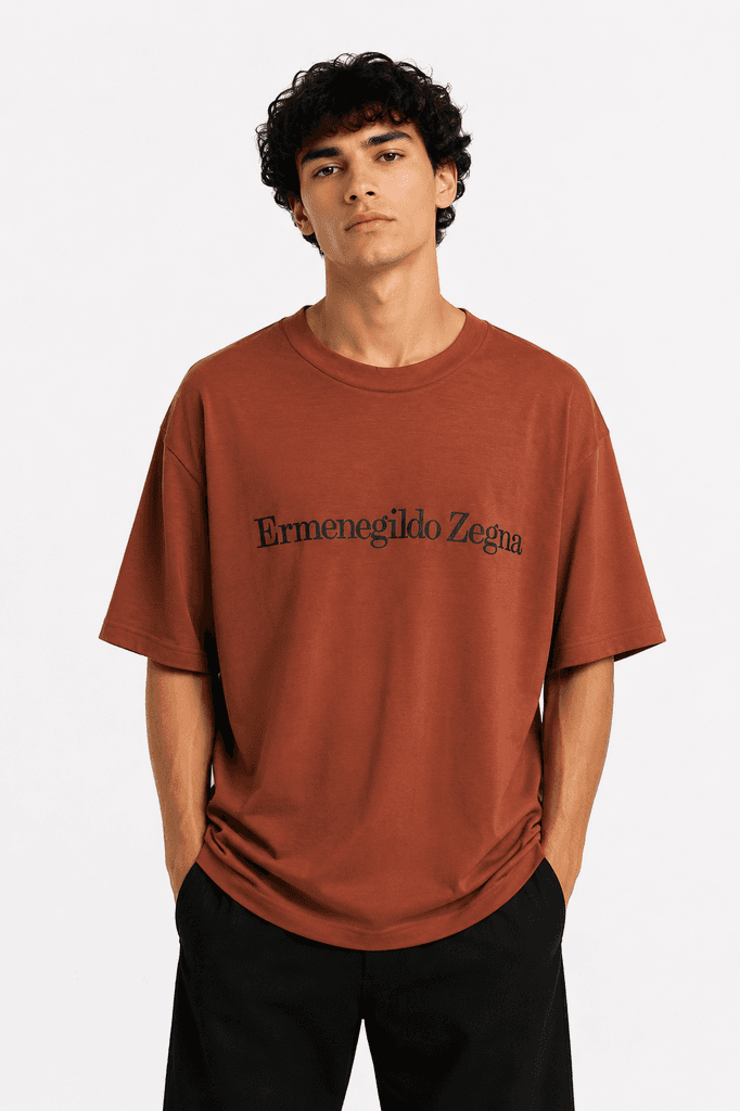 Ermenegildo Zegna Men's Luxury Cotton T-Shirt - Rust Brown (L) 1