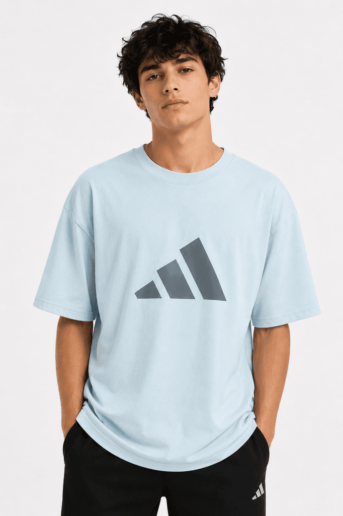 Adidas Men's Classic Cotton Crewneck T-Shirt - Light Blue (L) 1