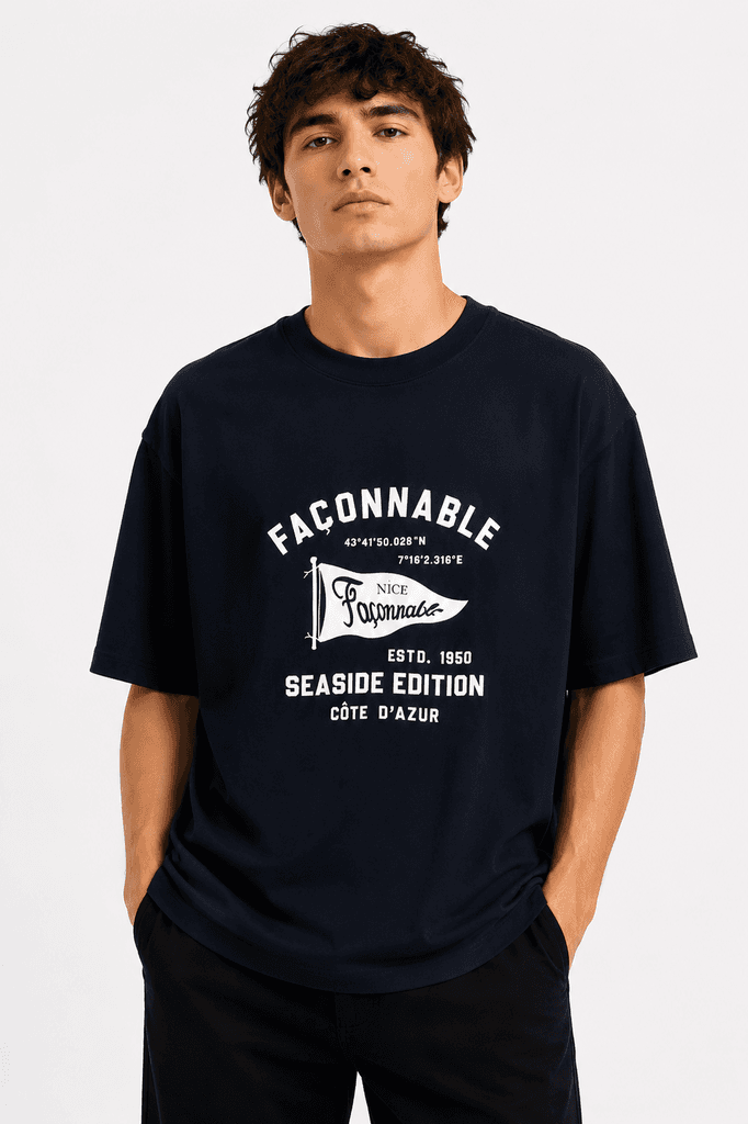 Façonnable Men's Premium Cotton T-Shirt - Navy Blue (L) 1