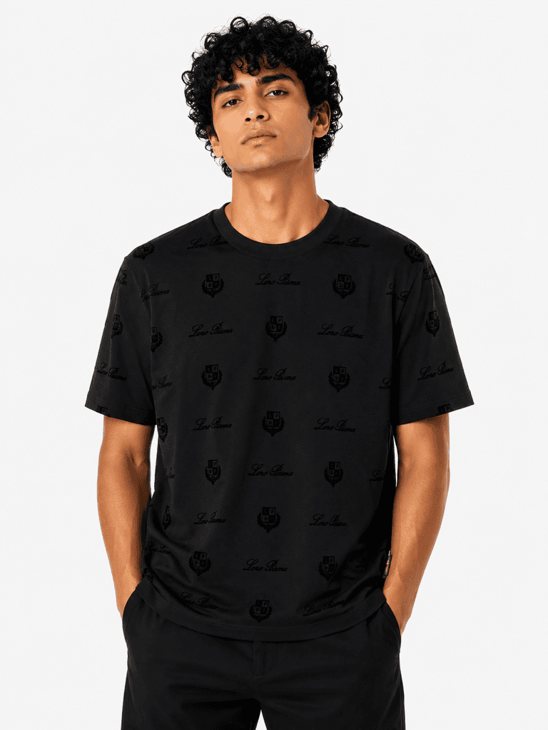 تي شيرت Loro Piana الرجالي من القطن الفاخر - أسود (XL)