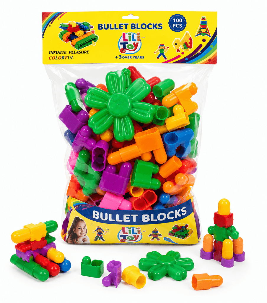 Lili Toys 100-Piece Bullet Blocks Creative Building Set for Kids 3+ 1