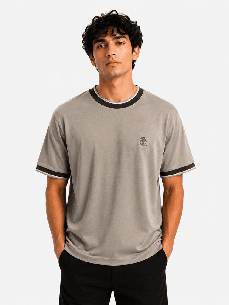 تي شيرت Brunello Cucinelli الرجالي المميز من القطن - بني - مقاس XL
