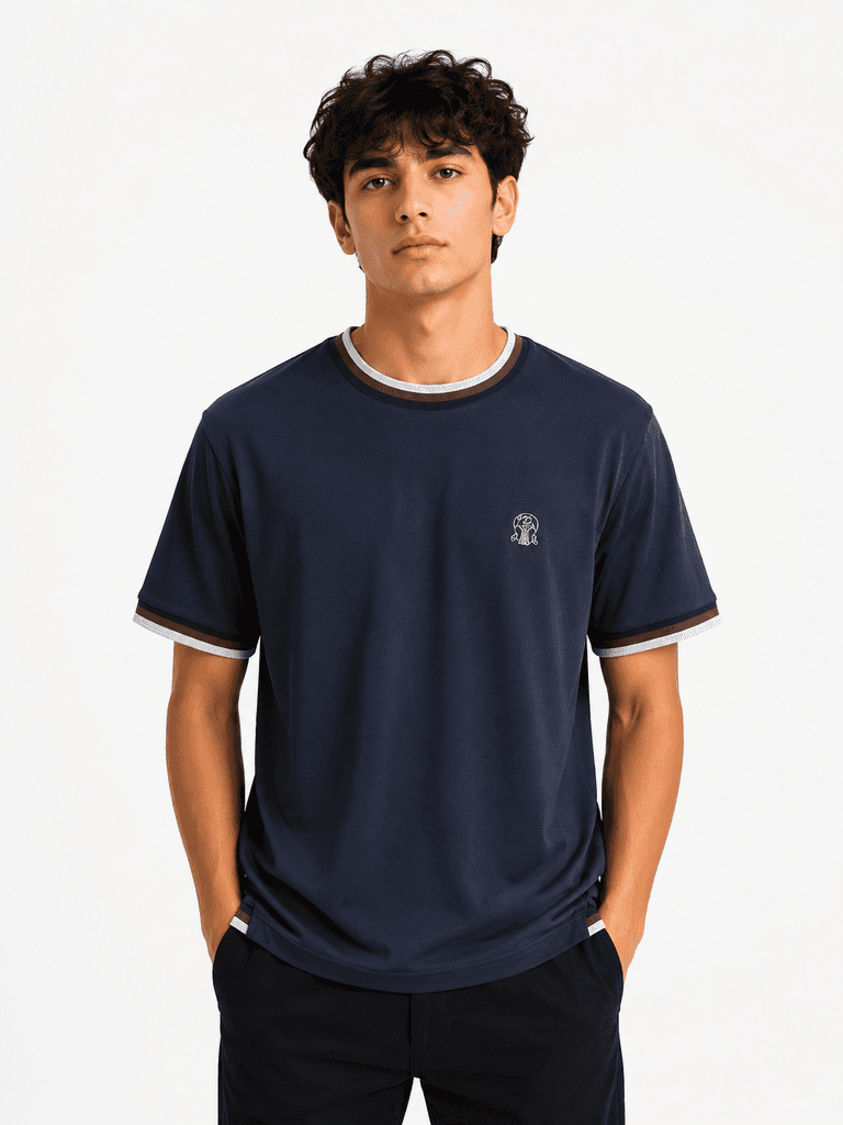Brunello Cucinelli Premium Men's Cotton T-Shirt - Navy Blue (XL)