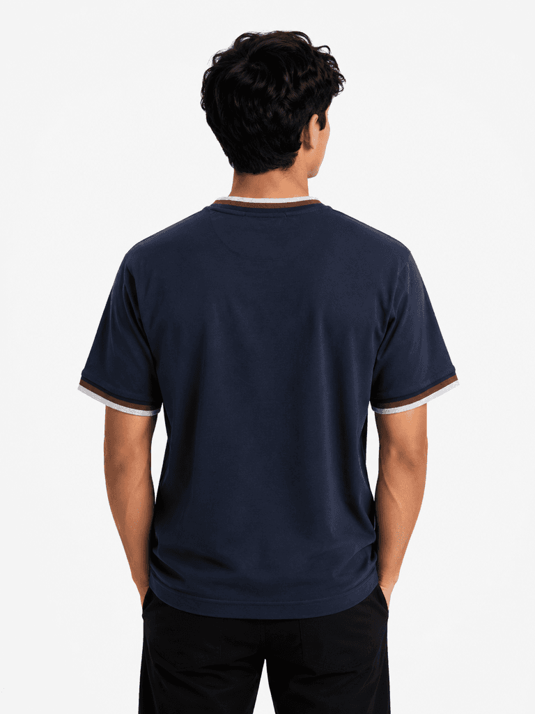 Brunello Cucinelli Premium Men's Cotton T-Shirt - Navy Blue (XL) — photo 2