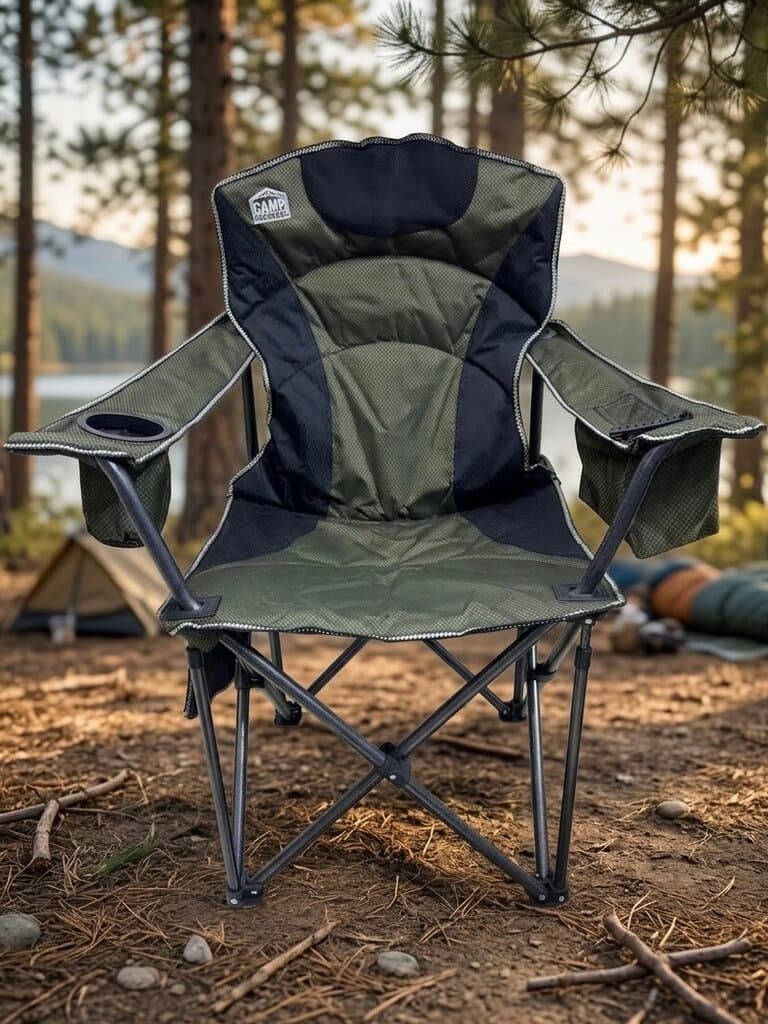 Camp Master Oversized Travel Chair with Insulated Cooler and Phone Holder - Dark Green 2