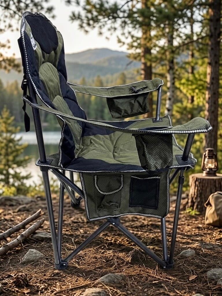 Camp Master Oversized Travel Chair with Insulated Cooler and Phone Holder - Dark Green 3
