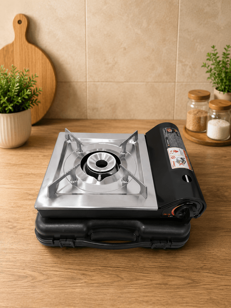 Portable Medium Camping Stove with Protective Carry Case - Black 3