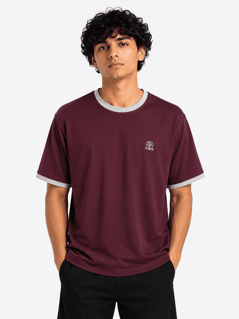 تيشيرت Brunelic Cucinelli الرجالي الفاخر من القطن - جودة عالية - أحمر داكن (XL)