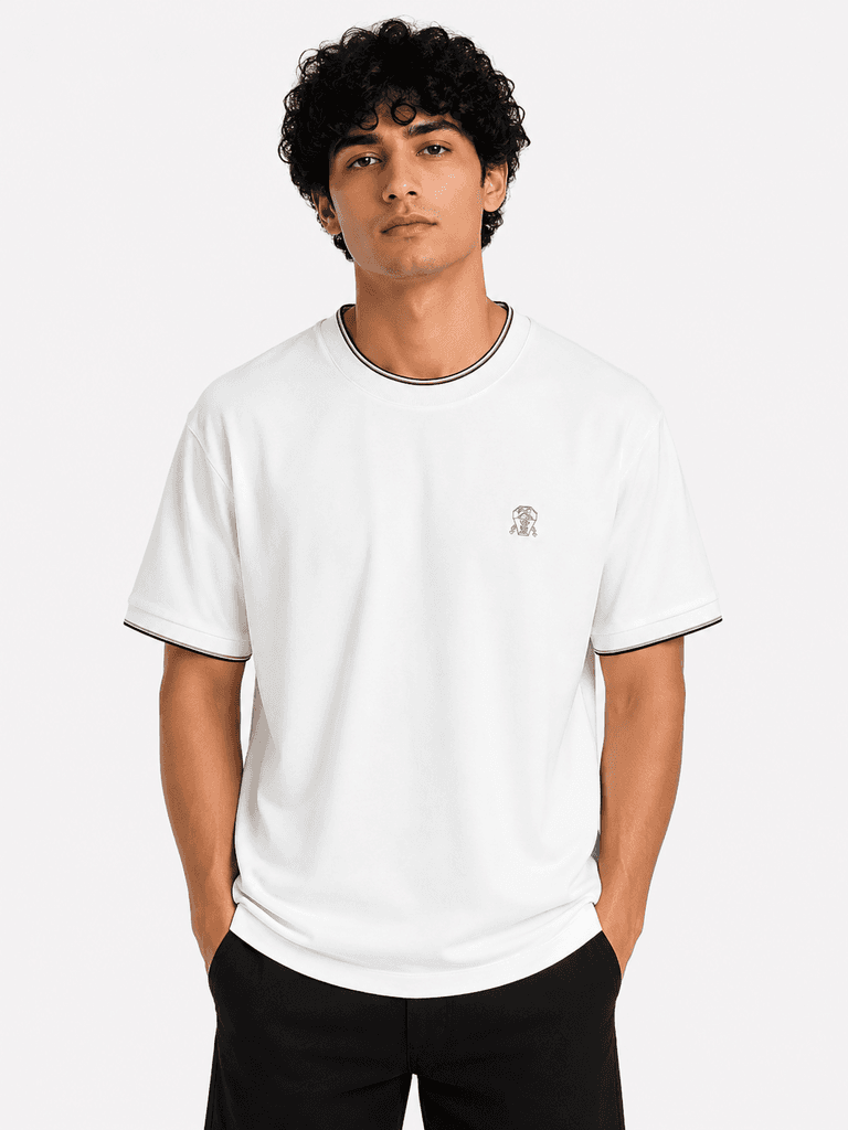 تیشێرتی پیاوانەی فاخری Brunelic Cucinelli لە لۆکە - سپی (XL)