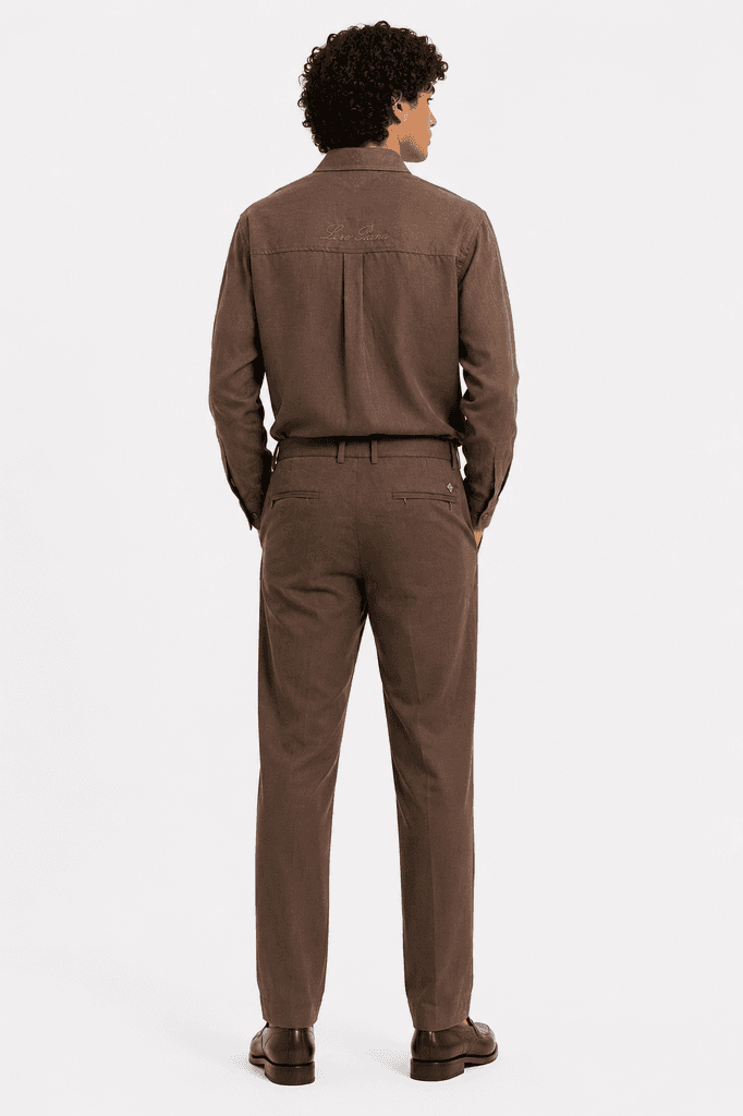 Loro Piana Master Quality Men's Crinkle Fabric Travel Set - Brown (XL) 2