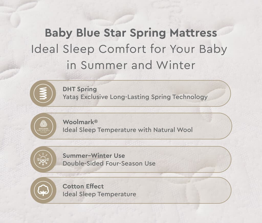 Yataş Bedding Baby Blue Star Spring Mattress - 60x120cm (White) — photo 3