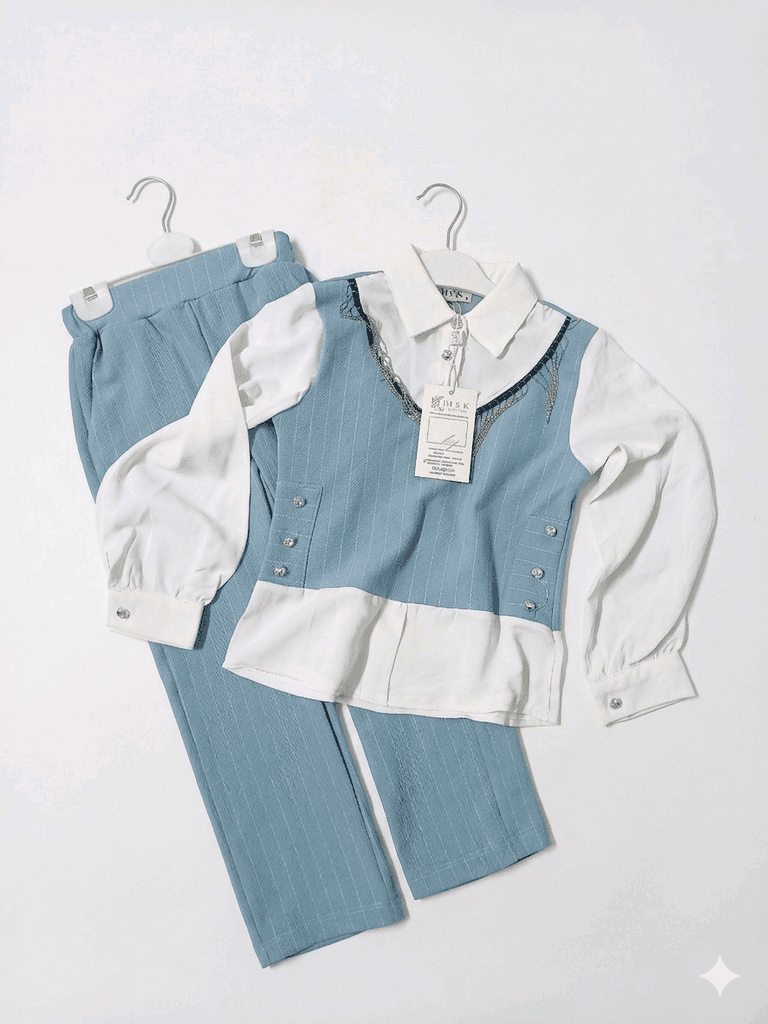 A look full of serenity and elegance.. A girls' set with a magical touch! 💙 1