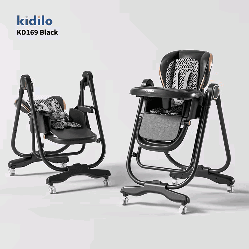 KIDILO KD169 هو كرسي طعام متعدد الاستخدامات يجمع بين وظائف كرسي الطعام والأرجوحة في جهاز واحد، أسود 1