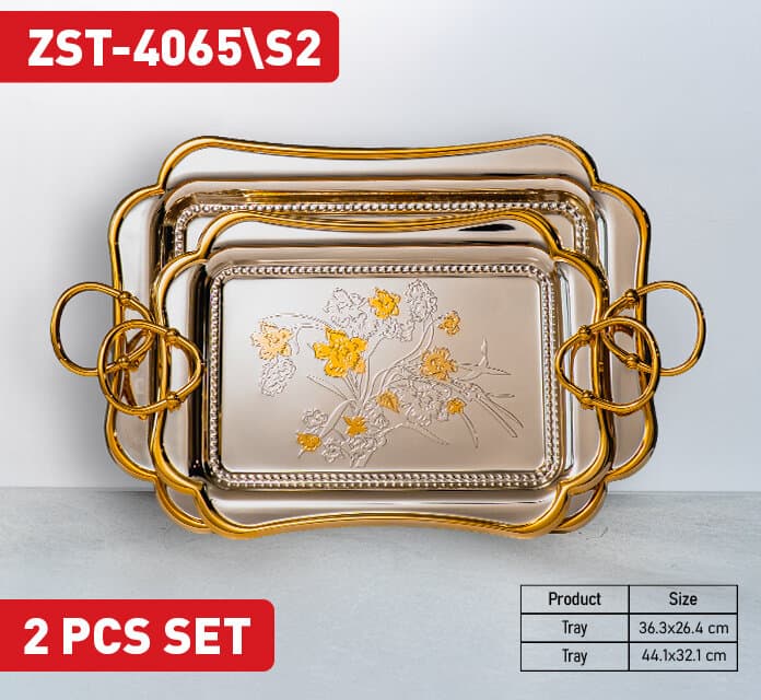 Zio Service Tray - ZST-4065\S2 (Silver/Gold)