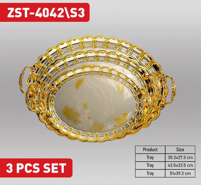 Zio Service Tray - ZST-4042\S3 (Silver/Gold) 1