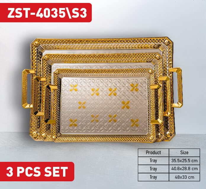 Zio Service Tray - ZST-4035\S3 (Silver/Gold)