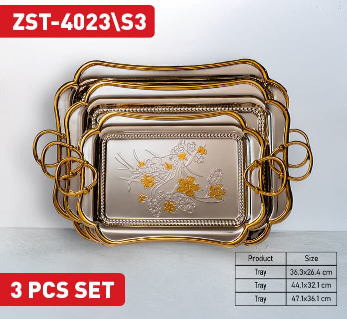 Zio Service Tray - ZST-4023\S3 (Silver/Gold)