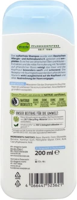 alverde Naturkosmetik shampoo ultra sensitive - 200ml — photo 2
