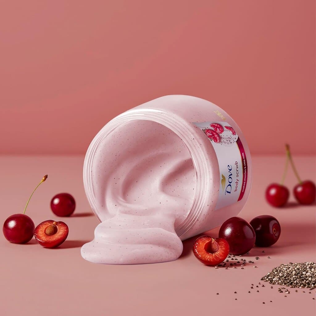 Dove Cherry & Chia Milk Body Scrub Exfoliates and Deeply Nourishes for Smooth, Radiant Skin - 15oz 3