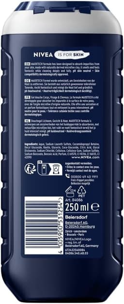 Nivea Men Deep Clean 3In1 Shower Gel - 250ml — photo 2