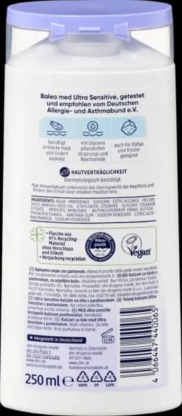 Balea med Body balm Ultra Sensitive Panthenol - 250ml — photo 2