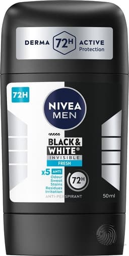Nivea Men Black & White Invisible Fresh 48H Antiperspirant Stick - 50ml — photo 1