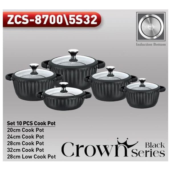 Zio Aluminium Casserole Set - ZCS-8700\5S32 (Black) — photo 2