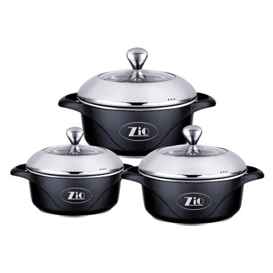 Zio Aluminium Casserole Set - ZCS-8000\S26 (Black)