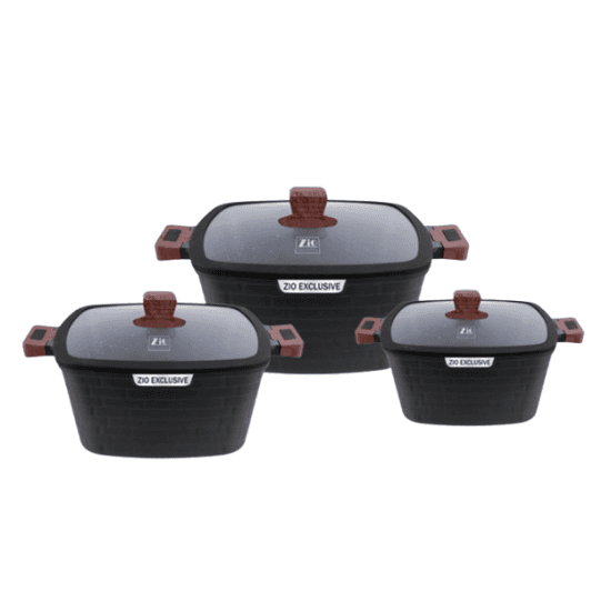 Zio Aluminium Casserole Set - ZCS-8556\S30 (Black)