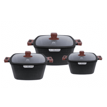 Zio Aluminium Casserole Set - ZCS-8556\S30 (Black)